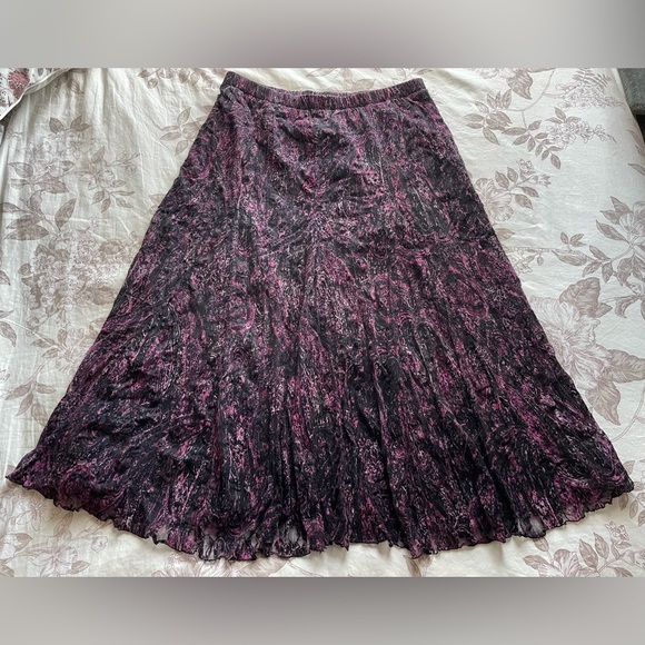 Chicos Vintage Black Purple Mesh Midi Maxi Skirt 1 Medium Whimsigoth Dark Fairy - Picture 1 of 8